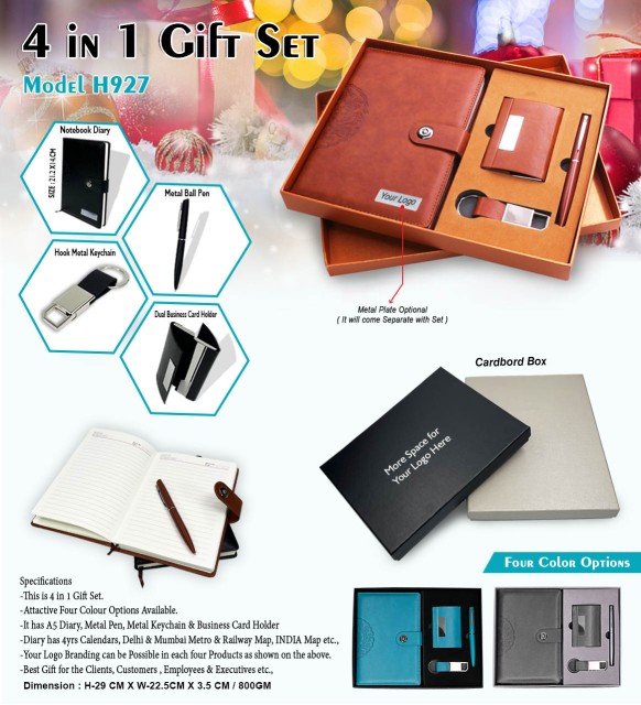 4 in 1 gift set diary, pen, keychain, and cardholder